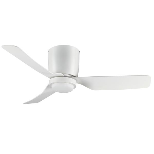 Hugger Low Profile Ceiling Fan by Fanco with LED Light – White 44″
