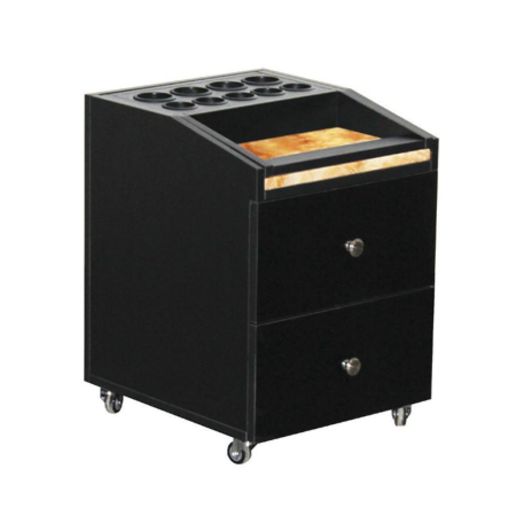 Nadia Pedicure Cart With Marble - Black - Deco Salon - Trolleys Carts And Cabinets