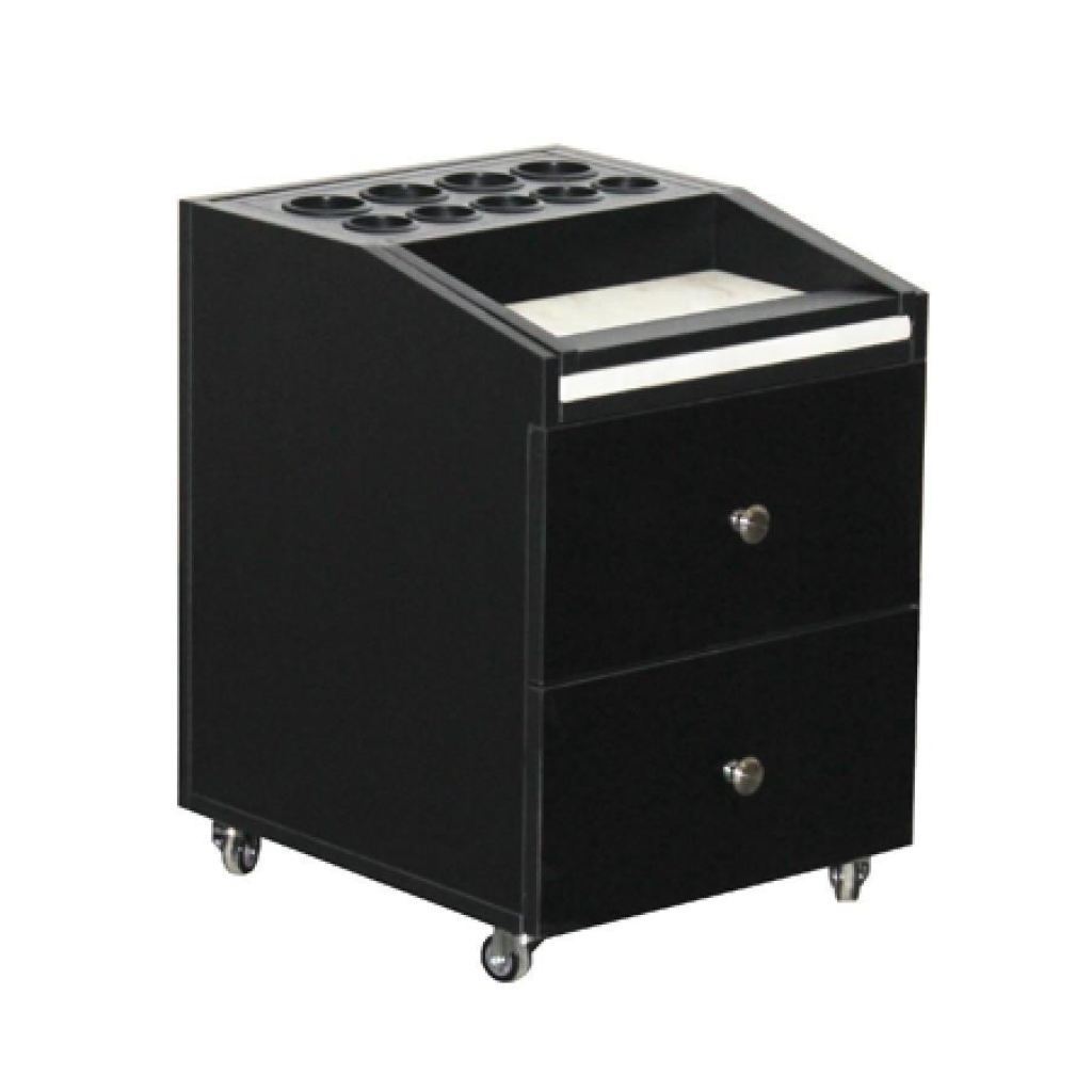 Nadia Pedicure Cart With Marble - Black - Deco Salon - Trolleys Carts And Cabinets