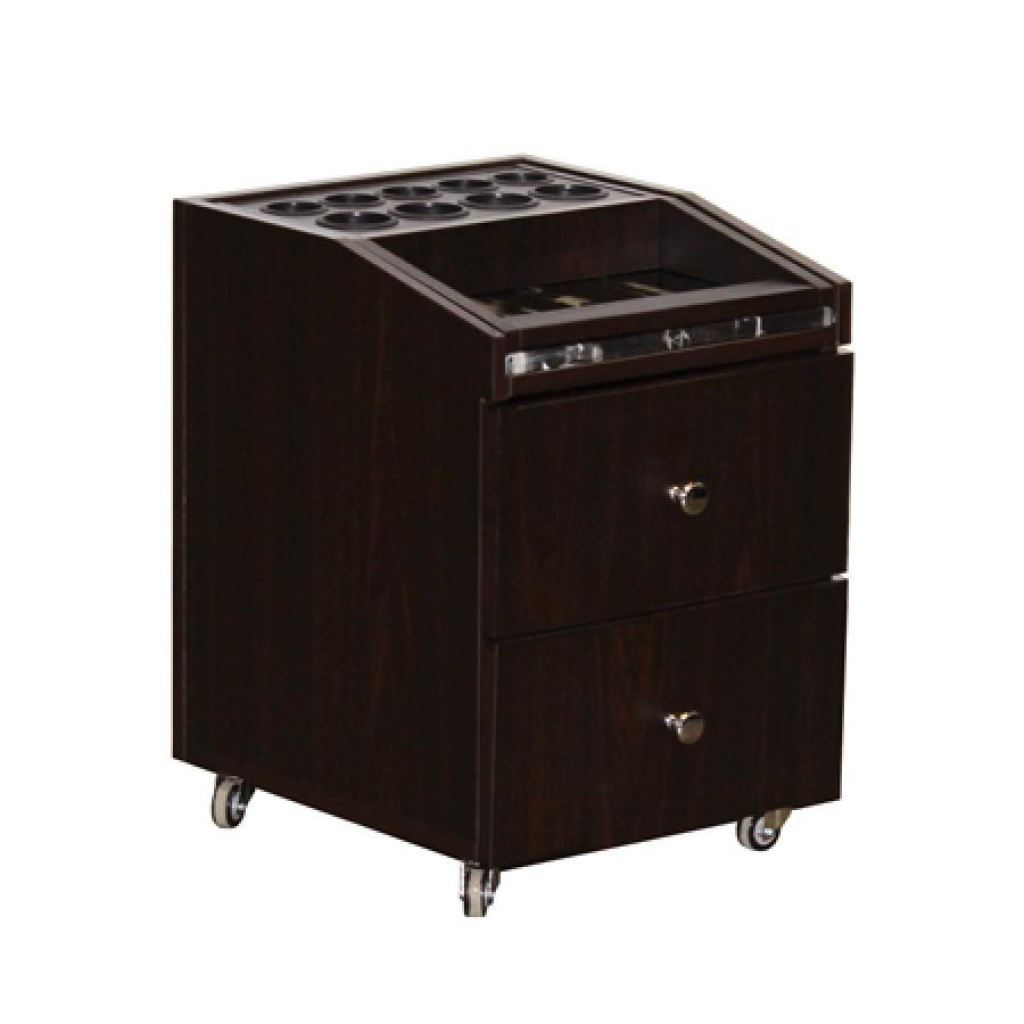 Nadia Pedicure Cart With Marble - Dark Cherry - Deco Salon - Trolleys Carts And Cabinets