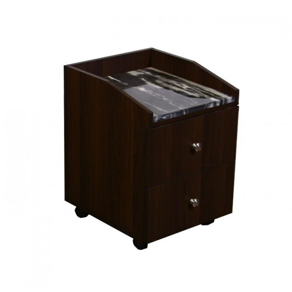 Nina Pedicure Cart With Marble - Chocolate - Deco Salon - Trolleys Carts And Cabinets