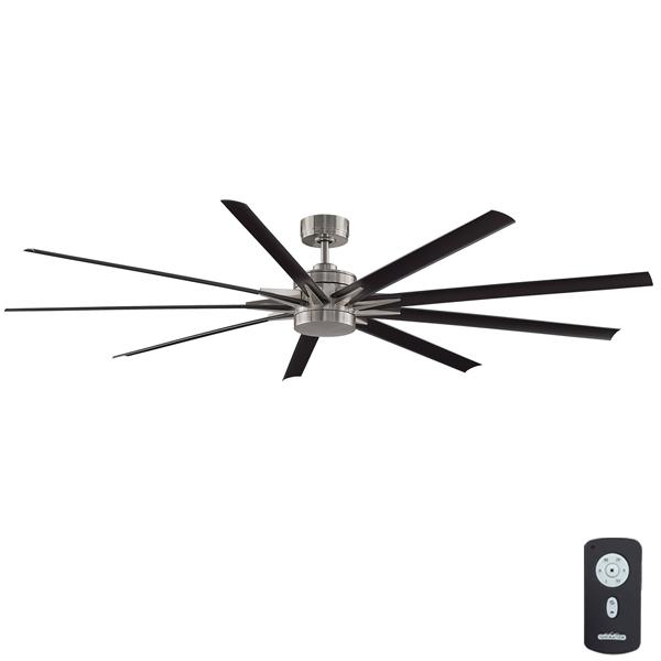 Odyn High Airflow DC Ceiling Fan by Fanimation in Black – LED Light and Remote 84″