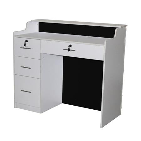 Elizabeth Reception Desk 48" White/Black with Crystal Buttons Deco Salon SF1123-P06