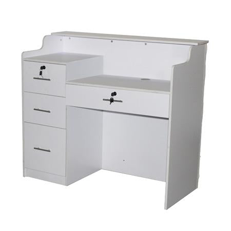 Elizabeth Reception Desk 48" White/White with Crystal Buttons Deco Salon SF1123-P06