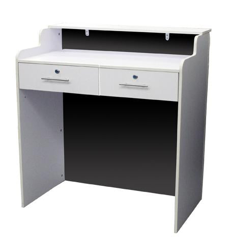 Elizabeth Reception Desk 36" White/Black with Crystal Buttons Deco Salon SF1124-P06