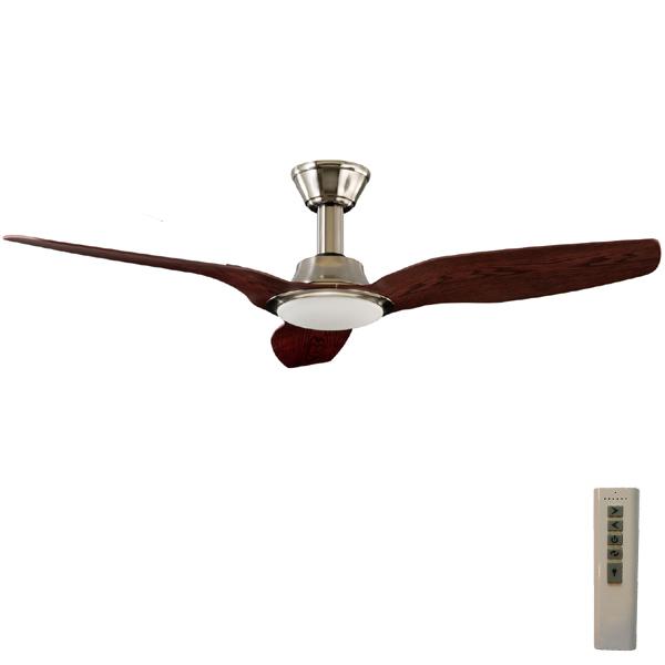 Trident DC Ceiling Fan High Airflow – LED Light Satin Nickel with Walnut Blades 56″